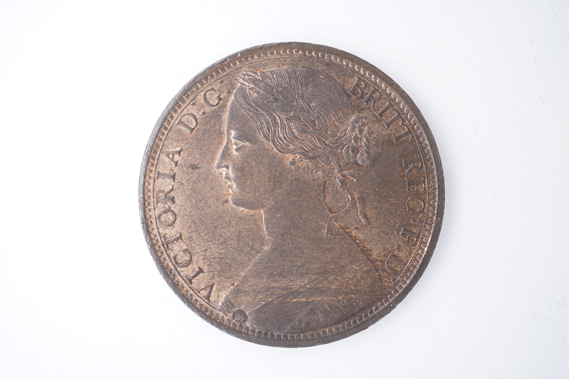British coins, Victoria, bronze penny, 1865, 5 over 3, Fr. 51, Gouby dies J/g, EF, some lustre, particularly scarce in this grade